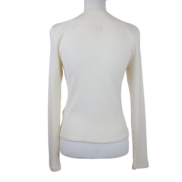 Madewell SZ M Boatneck Button Long-Sleeve Top Antique Cream NWT Super Soft $62 - Picture 6 of 8